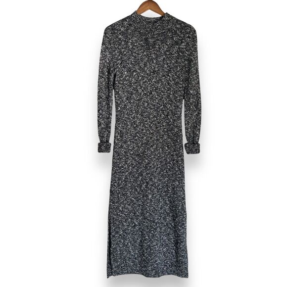 & Other Stories Black Knitted Side Slit Midi Sweater Dress Size S Mock Neck NWT - Picture 2 of 12